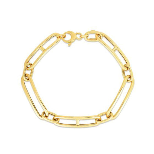 Bids.com 14k Yellow Gold 7 1/4 inch Elongated Alternating Mariner Link Bracelet (7.40 mm) Bracelets White Smoke 7.25 / Yellow Gold