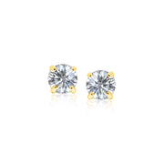 Bids.com 14k Yellow Gold Stud Earrings with White Hue Faceted Cubic Zirconia Earrings White Smoke Yellow Gold