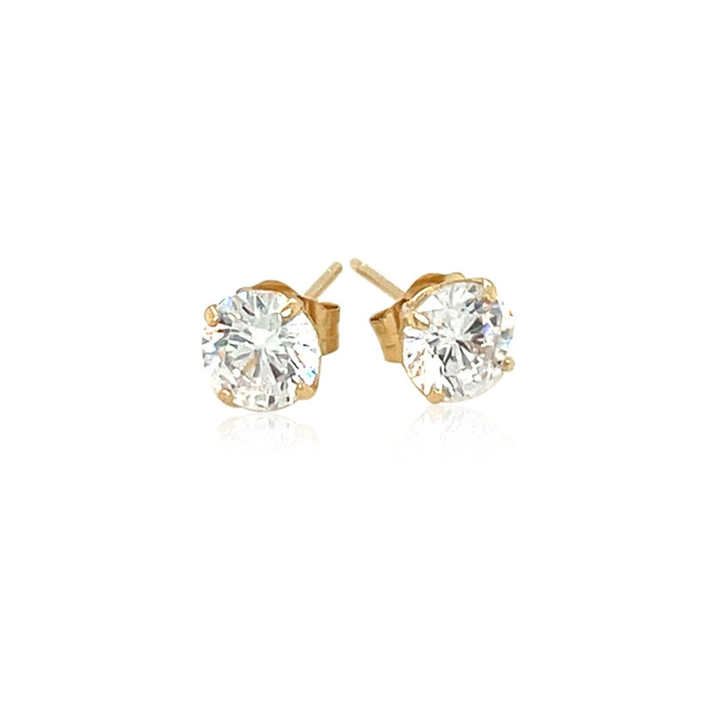 Bids.com 14k Yellow Gold Stud Earrings with White Hue Faceted Cubic Zirconia Earrings White Smoke Yellow Gold