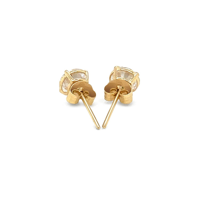 Bids.com 14k Yellow Gold Stud Earrings with White Hue Faceted Cubic Zirconia Earrings White Smoke Yellow Gold