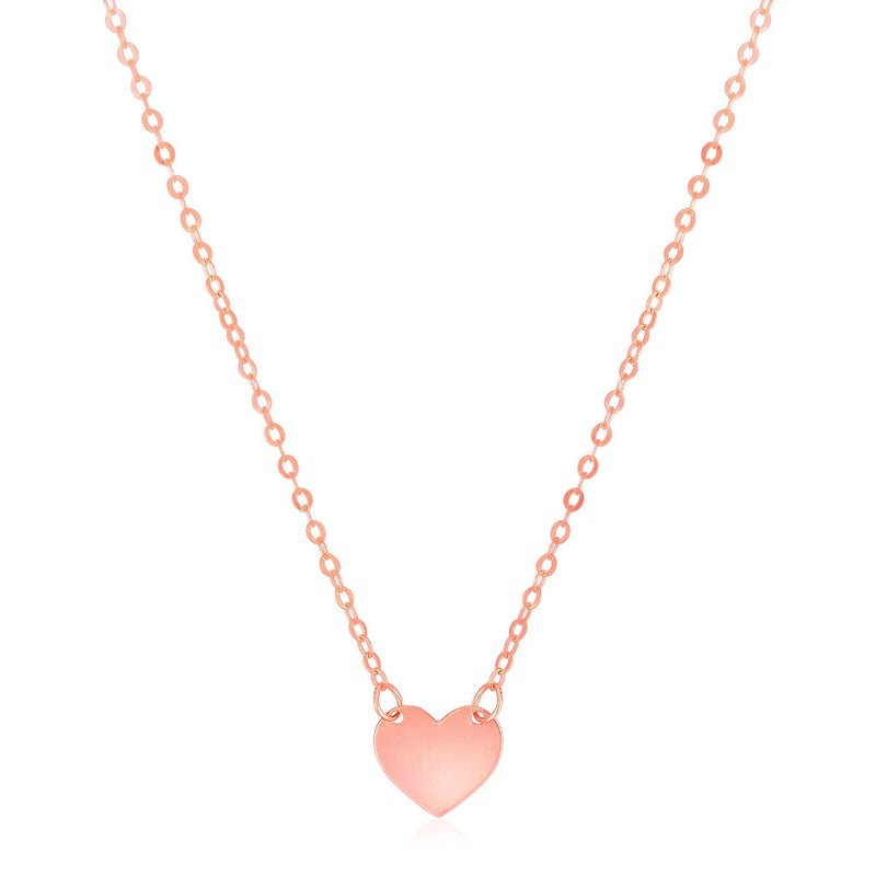 Bids.com 14k Rose Gold Polished Mini Heart Necklace Necklaces White Smoke 18 / Rose Gold