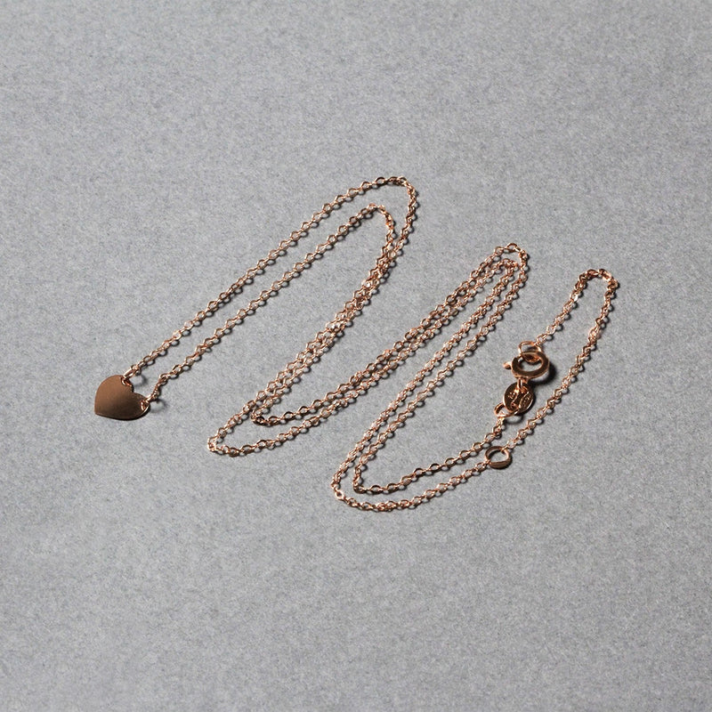 Bids.com 14k Rose Gold Polished Mini Heart Necklace Necklaces Dark Gray 18 / Rose Gold