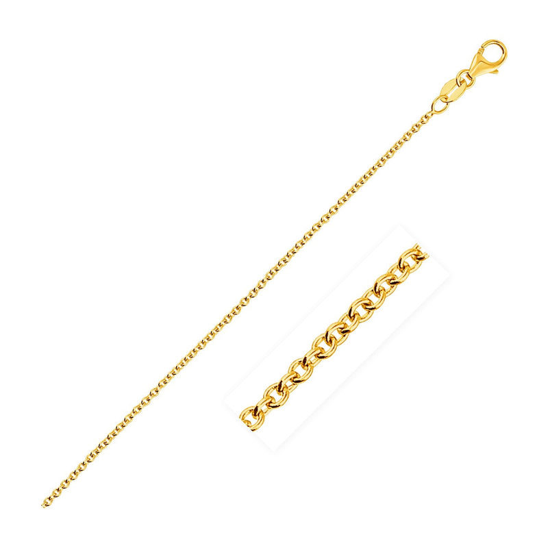Bids.com 14k Yellow Gold Round Cable Link Chain 1.3mm Necklaces White Smoke 16 / Yellow Gold,18 / Yellow Gold
