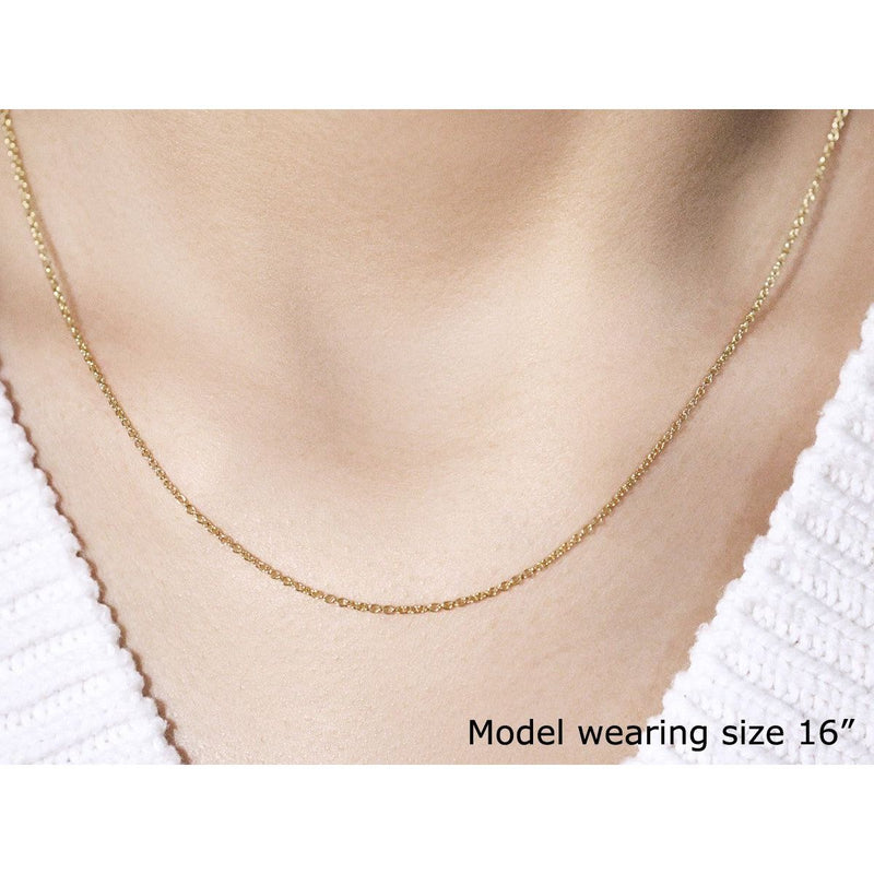 Bids.com 14k Yellow Gold Round Cable Link Chain 1.3mm Necklaces Light Gray 16 / Yellow Gold,18 / Yellow Gold