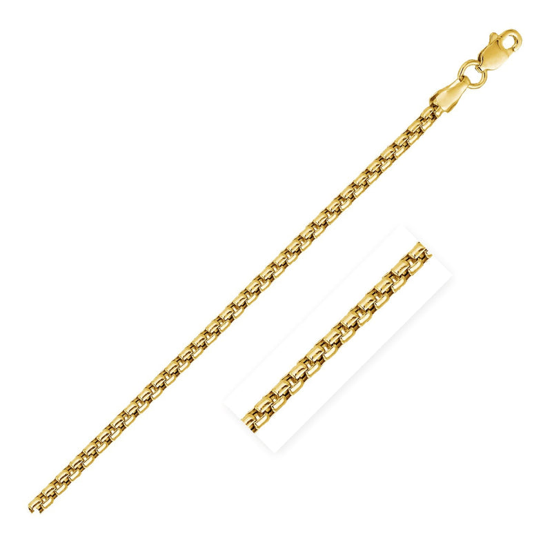 Bids.com 14k Yellow Gold Solid Round Box Chain 2.5 mm Necklaces White Smoke 16 / Yellow Gold,18 / Yellow Gold,20 / Yellow Gold,24 / Yellow Gold