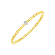 Bids.com 14k Yellow Gold Stretch Bangle with Diamonds Bracelets White Smoke Yellow Gold