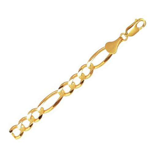 Bids.com 10k Yellow Gold Solid Figaro Bracelet (7.90 mm) Bracelets White Smoke 8.5 / Yellow Gold