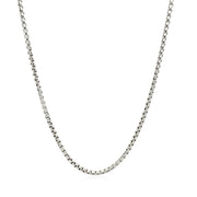 Bids.com Sterling Silver Rhodium Plated Round Box Chain 1.8mm Necklaces White Smoke 18 / Sterling Silver,20 / Sterling Silver,22 / Sterling Silver,24 / Sterling Silver
