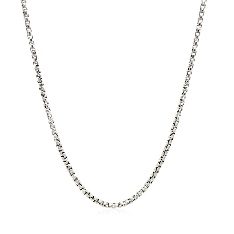 Bids.com Sterling Silver Rhodium Plated Round Box Chain 1.8mm Necklaces White Smoke 18 / Sterling Silver,20 / Sterling Silver,22 / Sterling Silver,24 / Sterling Silver
