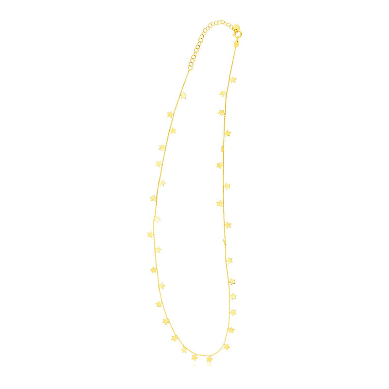 Bids.com 14K Yellow Gold Necklace with Dangling Stars Necklaces White Smoke 18 / Yellow Gold