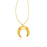 Bids.com 14k Yellow Gold 17 inch Necklace with Domed Moon Motif Pendant Necklaces White Smoke 17 / Yellow Gold