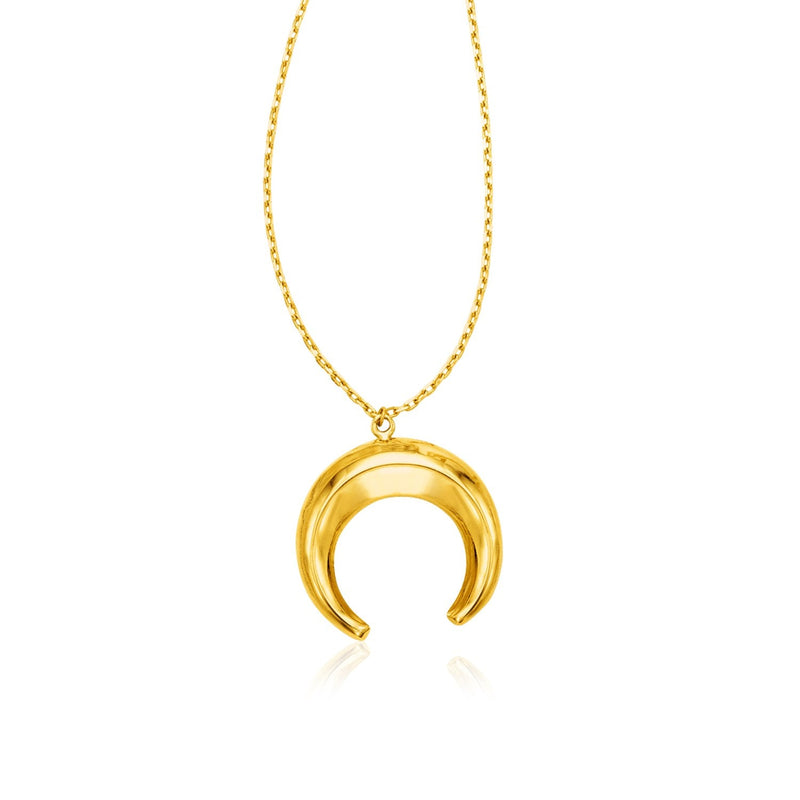 Bids.com 14k Yellow Gold 17 inch Necklace with Domed Moon Motif Pendant Necklaces White Smoke 17 / Yellow Gold