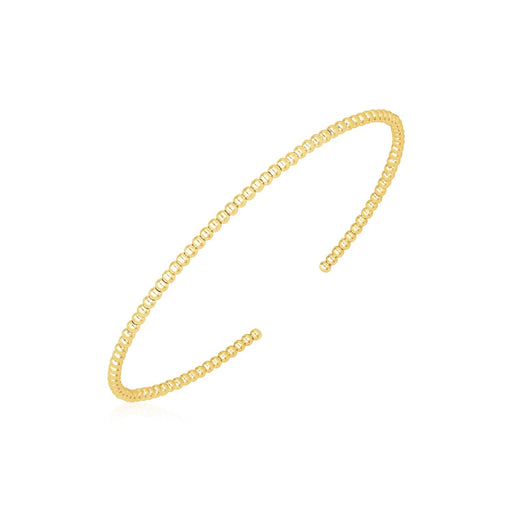 Bids.com 14k Yellow Gold High Polish Bead Cuff Bangle (2mm) Bracelets White Smoke Yellow Gold