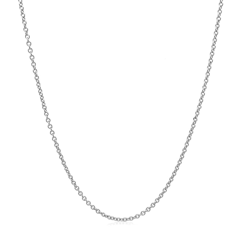 Bids.com 14k White Gold Round Cable Link Chain 1.3mm Necklaces White Smoke 16 / White Gold,18 / White Gold