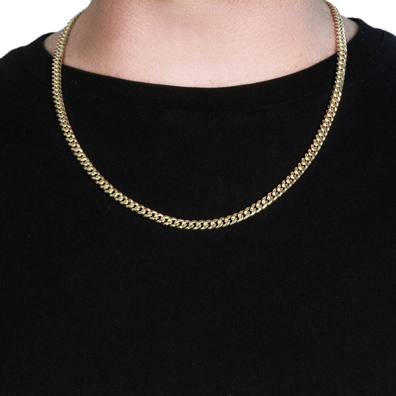 Bids.com 10k Yellow Gold Semi Solid Miami Cuban Chain (5.00 mm) Necklaces Black 18 / Yellow Gold,22 / Yellow Gold,24 / Yellow Gold