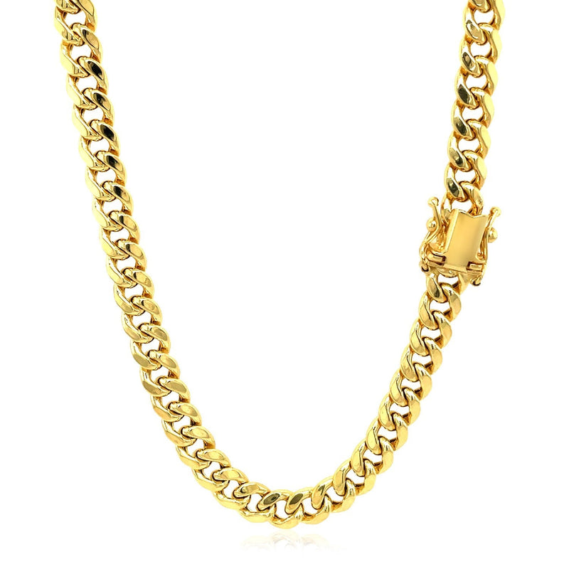 Bids.com 10k Yellow Gold Semi Solid Miami Cuban Chain (5.00 mm) Necklaces White Smoke 18 / Yellow Gold,22 / Yellow Gold,24 / Yellow Gold