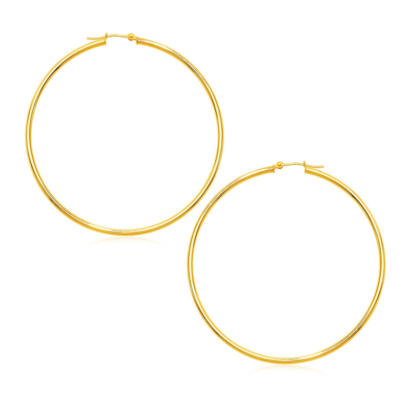 Bids.com 14k Yellow Gold Polished Large Round Hoop Earrings Earrings White Smoke Yellow Gold
