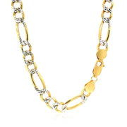 Bids.com 7.0mm 14K Yellow Gold Solid Pave Figaro Chain Necklaces White Smoke 24 / Two-Tone Gold,26 / Two-Tone Gold,30 / Two-Tone Gold