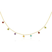 Bids.com 14k Yellow Gold Cable Chain Necklace with Round Multi-Tone Charms Necklaces White Smoke 16 / Yellow Gold,18 / Yellow Gold