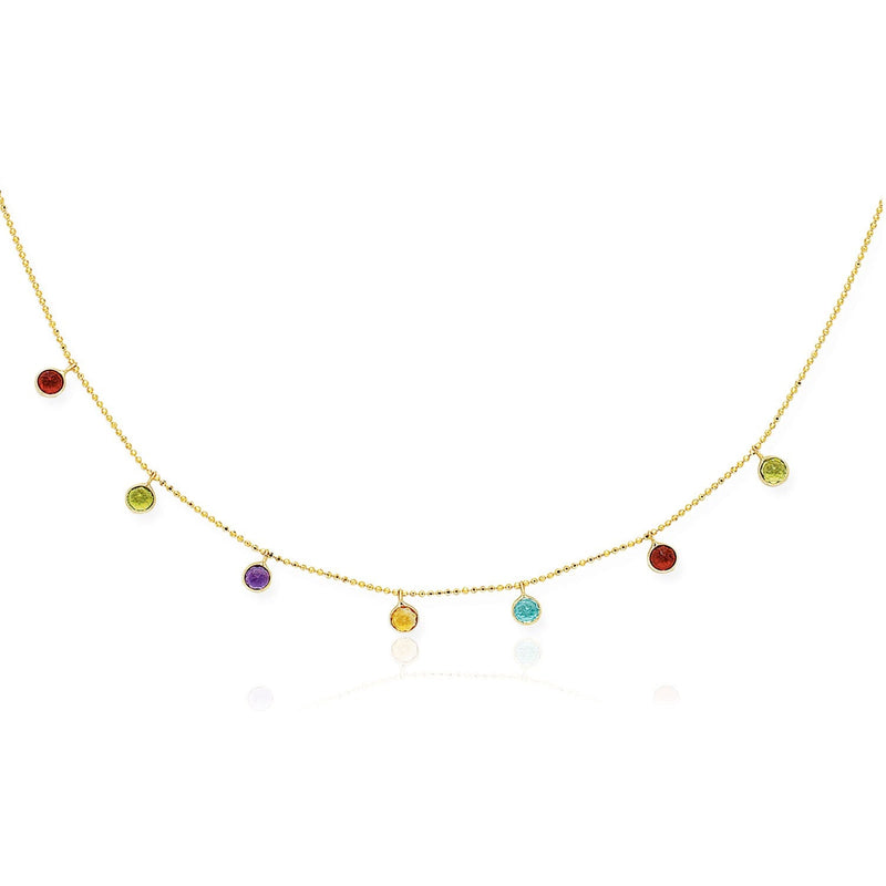 Bids.com 14k Yellow Gold Cable Chain Necklace with Round Multi-Tone Charms Necklaces White Smoke 16 / Yellow Gold,18 / Yellow Gold