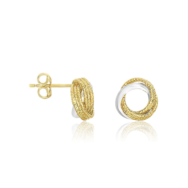 Bids.com 14k Two-Tone Gold Multi-Textured Open Circle Style Entwined Earrings Earrings White Smoke Two-Tone Gold