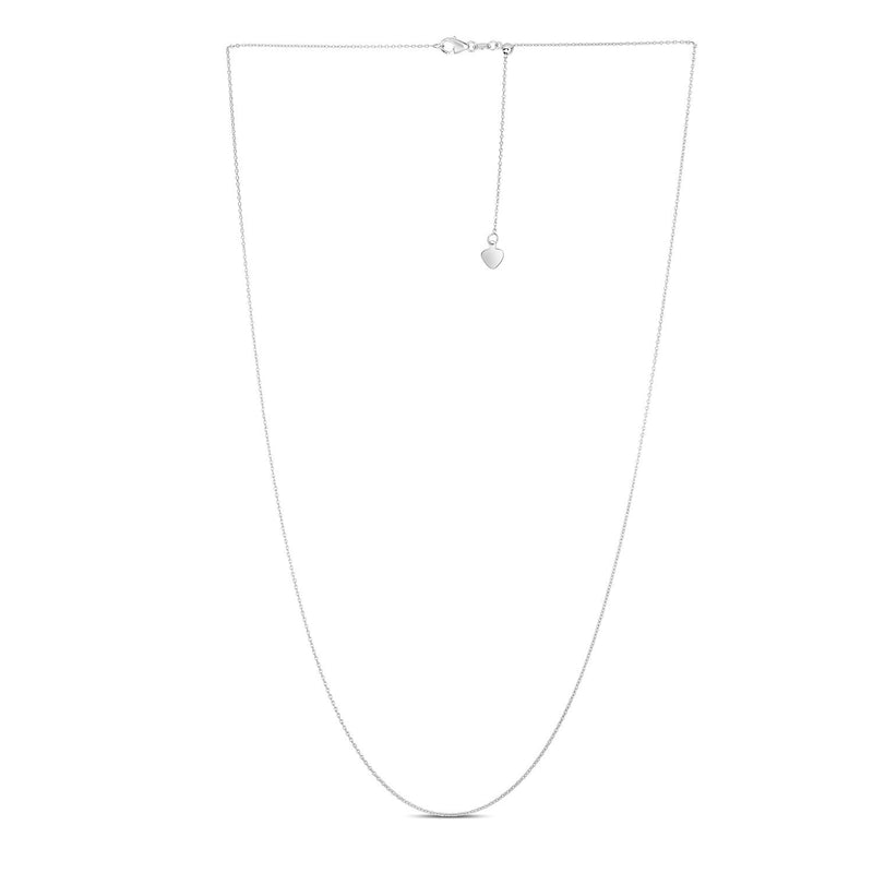 Bids.com Adjustable Cable Chain in 14k White Gold (1.0mm) Necklaces White Smoke 22 / White Gold