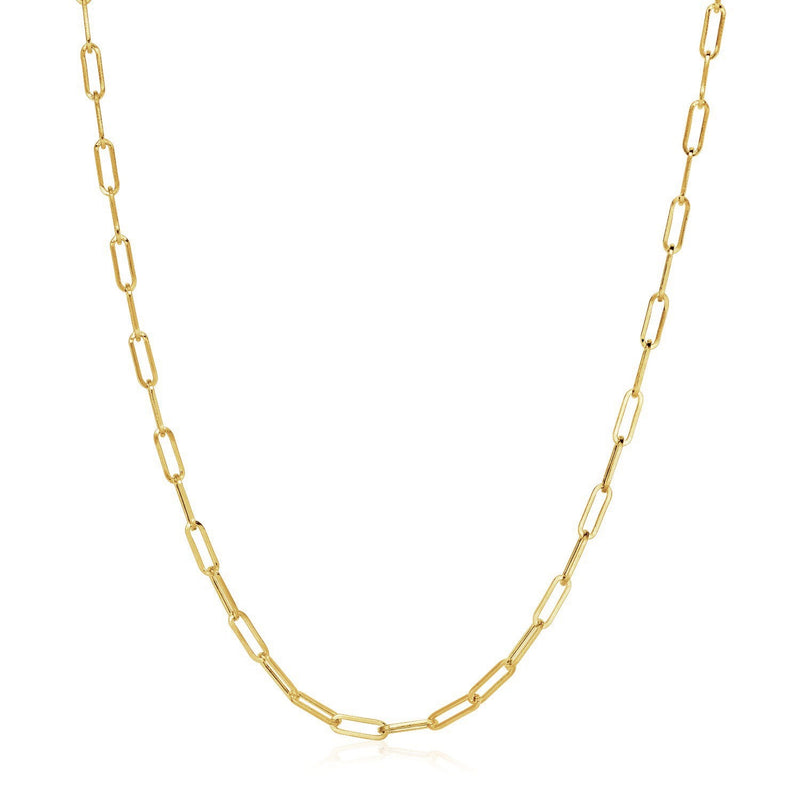 Bids.com 14K Yellow Gold Wide Paperclip Chain (3.3mm) Necklaces White Smoke 16.25 / Yellow Gold,18 / Yellow Gold,20 / Yellow Gold,24 / Yellow Gold