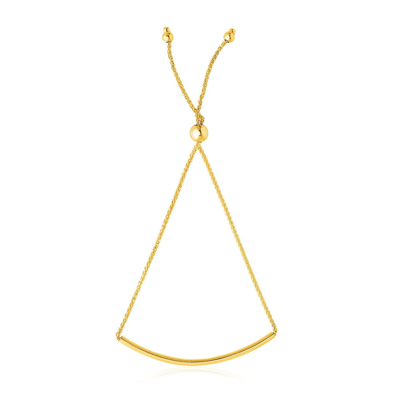Bids.com 14k Yellow Gold Smooth Curved Bar Lariat Design Bracelet Bracelets White Smoke 9.25 / Yellow Gold