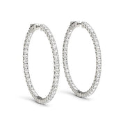 Bids.com 14k White Gold Diamond Hoop Earrings with Shared Prong Setting (2 cttw) Earrings White Smoke White Gold