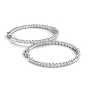 Bids.com 14k White Gold Diamond Hoop Earrings with Shared Prong Setting (2 cttw) Earrings White Smoke White Gold