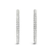 Bids.com 14k White Gold Diamond Hoop Earrings with Shared Prong Setting (2 cttw) Earrings White Smoke White Gold