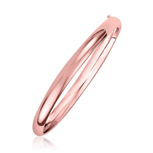Bids.com 14k Rose Gold 5mm Fancy Shiny Dome Bangle Bracelets White Smoke 7 / Rose Gold