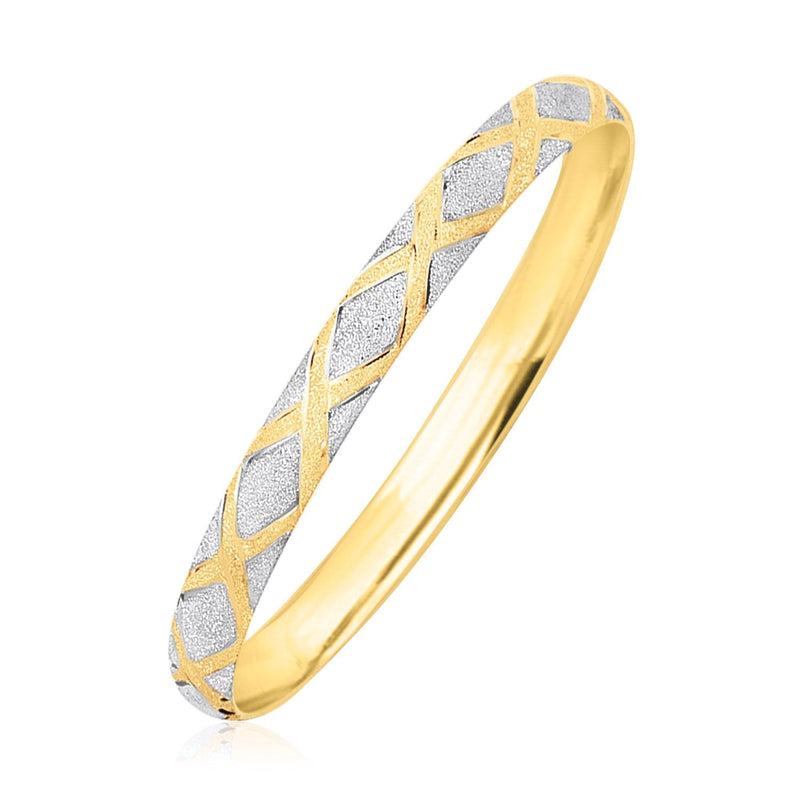 Bids.com 10k Two-Tone Gold Geometric Diamond Motif Bangle Bracelets White Smoke 7 / Two-Tone Gold,8 / Two-Tone Gold