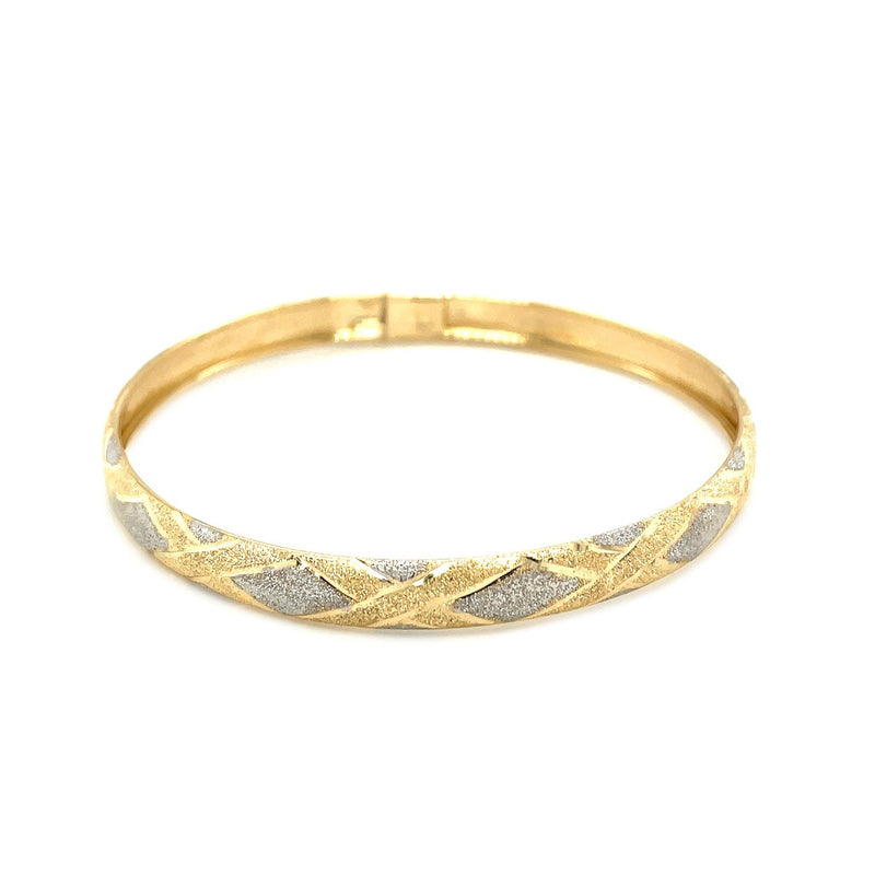 Bids.com 10k Two-Tone Gold Geometric Diamond Motif Bangle Bracelets White Smoke 7 / Two-Tone Gold,8 / Two-Tone Gold