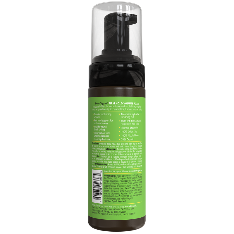 DermOrganic Official Shop Volume Foam Firm Hold Styling Yellow Green 5.1 fl oz (150ml)