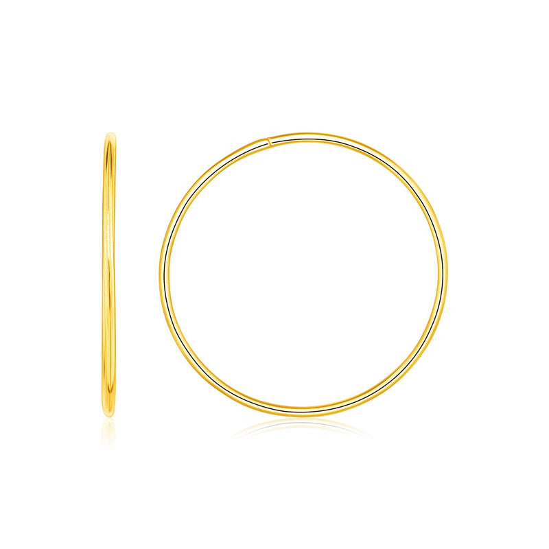 Bids.com Endless Hoop Style Earrings in 14K Yellow Gold Earrings White Smoke Yellow Gold