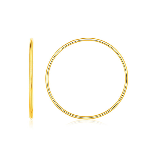 Bids.com Endless Hoop Style Earrings in 14K Yellow Gold Earrings White Smoke Yellow Gold
