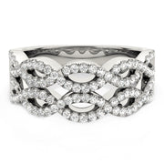 Bids.com Diamond Studded Double Interlocking Waves Ring in 14k White Gold  (5/8 cttw) Rings White Smoke 3 / White Gold,3.5 / White Gold,4 / White Gold,4.5 / White Gold,5 / White Gold,5.5 / White Gold,6 / White Gold,6.5 / White Gold,7 / White Gold,7.5 / White Gold,8 / White Gold,8.5 / White Gold,9 / White Gold