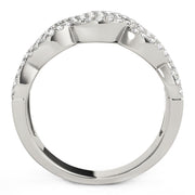 Bids.com Diamond Studded Double Interlocking Waves Ring in 14k White Gold  (5/8 cttw) Rings White Smoke 3 / White Gold,3.5 / White Gold,4 / White Gold,4.5 / White Gold,5 / White Gold,5.5 / White Gold,6 / White Gold,6.5 / White Gold,7 / White Gold,7.5 / White Gold,8 / White Gold,8.5 / White Gold,9 / White Gold