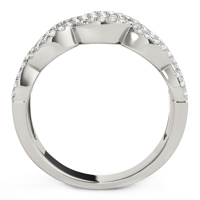Bids.com Diamond Studded Double Interlocking Waves Ring in 14k White Gold  (5/8 cttw) Rings White Smoke 3 / White Gold,3.5 / White Gold,4 / White Gold,4.5 / White Gold,5 / White Gold,5.5 / White Gold,6 / White Gold,6.5 / White Gold,7 / White Gold,7.5 / White Gold,8 / White Gold,8.5 / White Gold,9 / White Gold