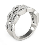 Bids.com Diamond Studded Double Interlocking Waves Ring in 14k White Gold  (5/8 cttw) Rings White Smoke 3 / White Gold,3.5 / White Gold,4 / White Gold,4.5 / White Gold,5 / White Gold,5.5 / White Gold,6 / White Gold,6.5 / White Gold,7 / White Gold,7.5 / White Gold,8 / White Gold,8.5 / White Gold,9 / White Gold