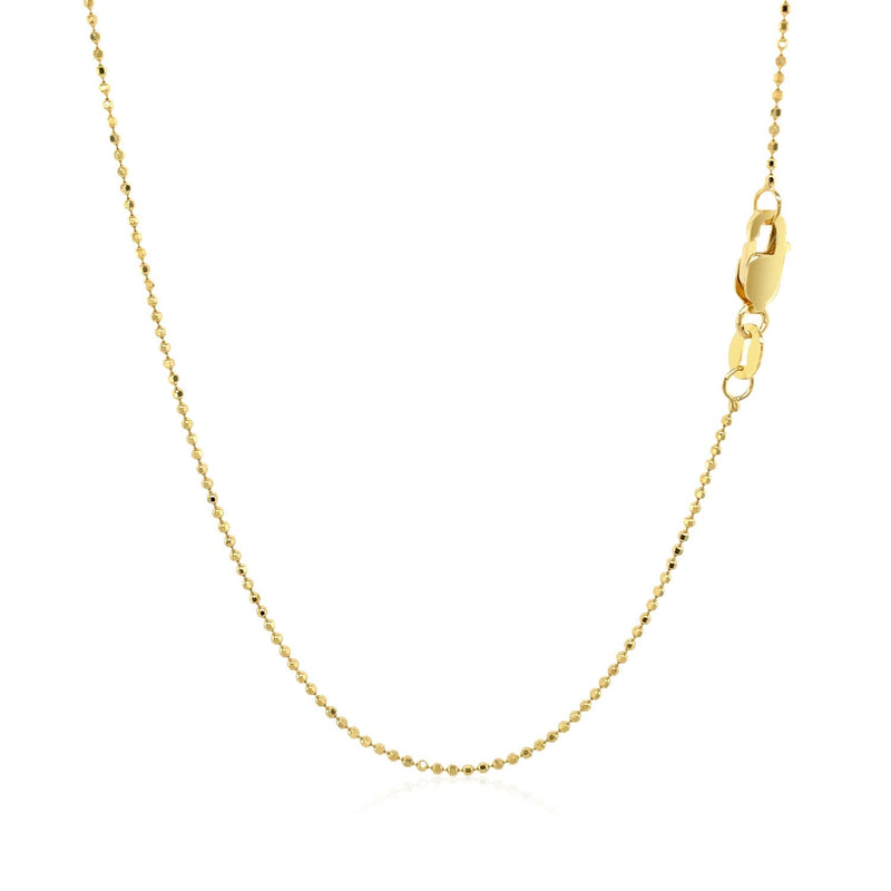 Bids.com 14k Yellow Gold Diamond Cut Bead Chain 1.0mm Necklaces White Smoke 16 / Yellow Gold,18 / Yellow Gold,20 / Yellow Gold