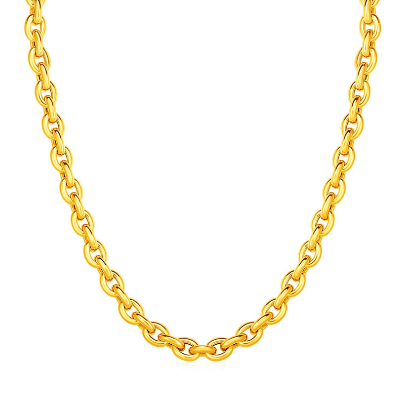 Bids.com 14k Yellow Gold Polished Oval Link Necklace Necklaces White Smoke 18 / Yellow Gold