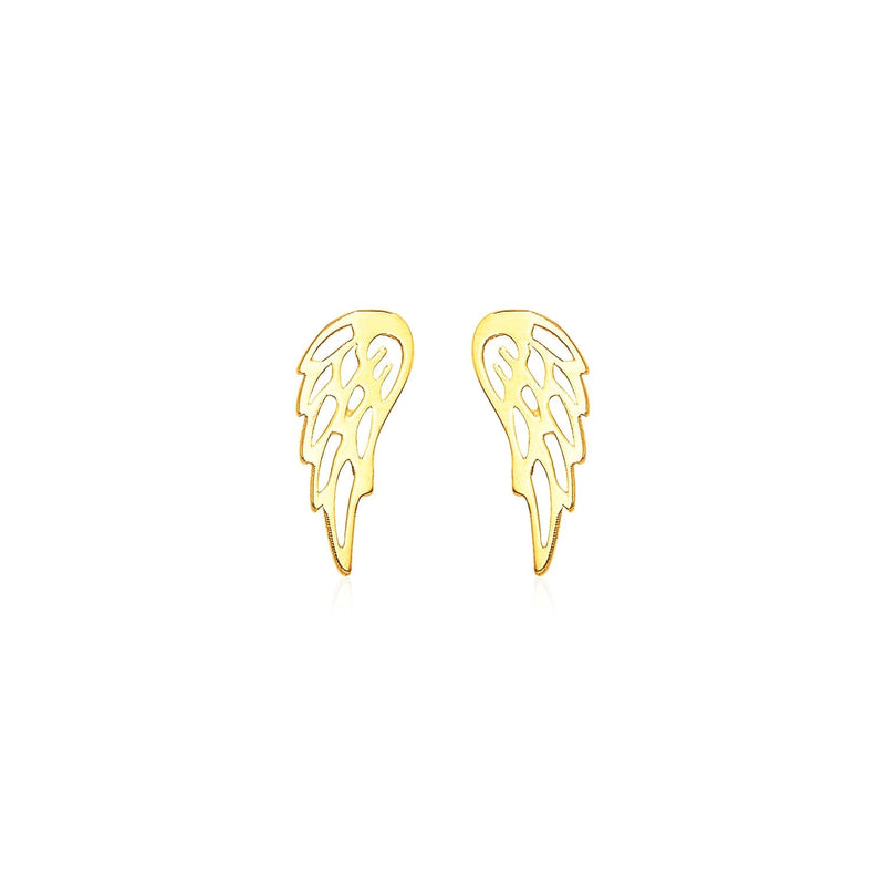 Bids.com 14k Yellow Gold Polished Wing Post Earrings Earrings White Smoke Yellow Gold