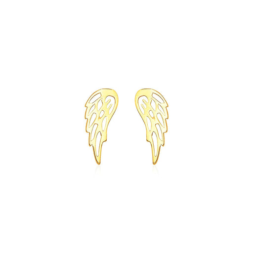 Bids.com 14k Yellow Gold Polished Wing Post Earrings Earrings White Smoke Yellow Gold