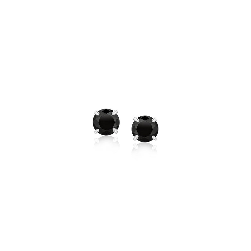 Bids.com 14k White Gold Stud Earrings with Black 4mm Cubic Zirconia Earrings White Smoke White Gold