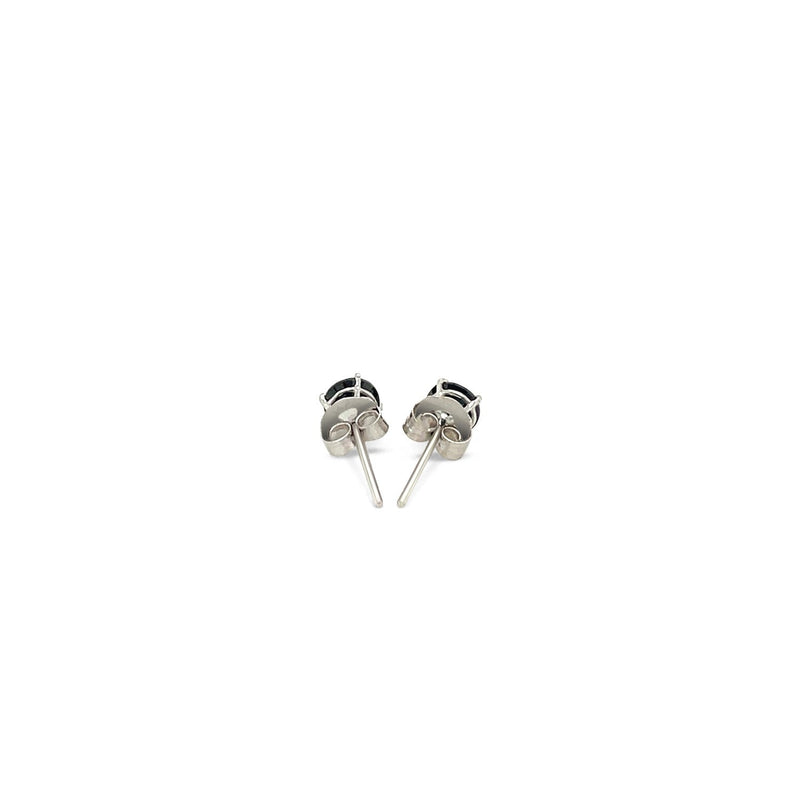 Bids.com 14k White Gold Stud Earrings with Black 4mm Cubic Zirconia Earrings White Smoke White Gold