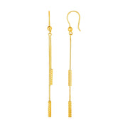 Bids.com Textured Bar Long Drop Earrings in 14k Yellow Gold Earrings White Smoke Yellow Gold