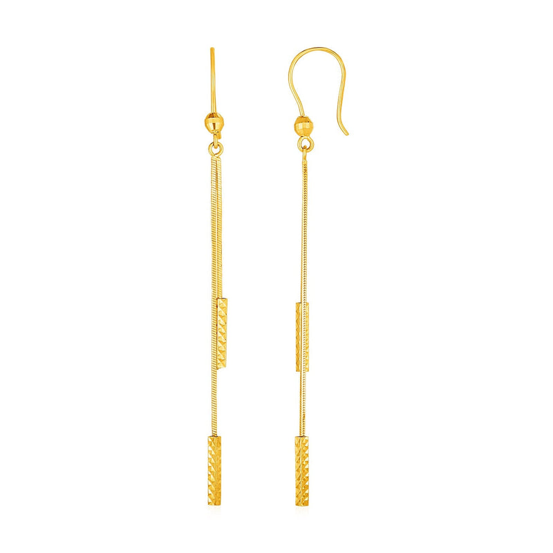 Bids.com Textured Bar Long Drop Earrings in 14k Yellow Gold Earrings White Smoke Yellow Gold