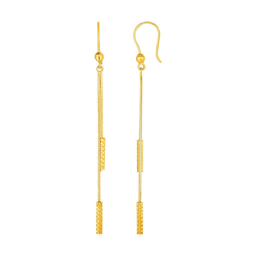Bids.com Textured Bar Long Drop Earrings in 14k Yellow Gold Earrings White Smoke Yellow Gold